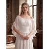 image:imageScarlet Darkness Womens Renaissance Tops OffShoulder Bell Sleeve Shirts  Chiffon Smocked Waist Batwing Sleeve Suitable for Ren Faire Pirate Steampunk PartyIvory White
