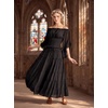 image:imageScarlet Darkness Womens Renaissance Tops OffShoulder Bell Sleeve Shirts  Chiffon Smocked Waist Batwing Sleeve Suitable for Ren Faire Pirate Steampunk PartyBlack