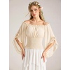 image:imageScarlet Darkness Womens Renaissance Tops OffShoulder Bell Sleeve Shirts  Chiffon Smocked Waist Batwing Sleeve Suitable for Ren Faire Pirate Steampunk PartyApricot Yellow