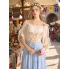 image:imageScarlet Darkness Womens Renaissance Tops OffShoulder Bell Sleeve Shirts  Chiffon Smocked Waist Batwing Sleeve Suitable for Ren Faire Pirate Steampunk PartyApricot Yellow