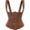image:imageScarlet Darkness Corset Tops for Women Renaissance Bodice  Adjustable Straps Floral Underbust Corset Zipperless Lace Up Bodice Suitable for Ren Faire Pirate Cosplay Halloween PartyDark Brown Floral