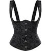 image:imageScarlet Darkness Corset Tops for Women Renaissance Bodice  Adjustable Straps Floral Underbust Corset Zipperless Lace Up Bodice Suitable for Ren Faire Pirate Cosplay Halloween PartyBlack Floral