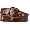 image:imageScarlet Darkness Leather Belt Women Embroidered Cowgirl Belt  Ideal for casual Renaissance pirate Genuine Leather embroidered bronze buckle Blended medieval Viking retro fashionCoffee