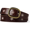 image:imageScarlet Darkness Leather Belt Women Embroidered Cowgirl Belt  Ideal for casual Renaissance pirate Genuine Leather embroidered bronze buckle Blended medieval Viking retro fashionDark Brown
