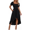 image:imageScarlet Darkness Renaissance Costume Women High Low Summer Corset Dress  Ideal for Halloween Ren Faire Pirate Party Pockets Puff Short Sleeve Lacing Square NeckOff Shoulder For Adult LadiesBlack