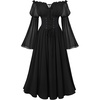 image:imageScarlet Darkness Renaissance Costume Women Off Shoulder Corset Dress Long Sleeve Fairy Maxi DressesBlack