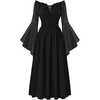 image:imageScarlet Darkness Renaissance Dress Women Peasant Medieval Costume Off Shoulder Maxi Dresses with PocketsBlack