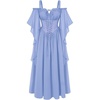 image:imageScarlet Darkness Womens Corset Waist Renaissance Fairycore Costume Dress  Chiffon dress with adjustable straps flutter bell sleeves corset laceup waist smocked back left zip side pocketsPale Blue