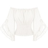 image:imageScarlet Darkness Womens Renaissance Tops OffShoulder Bell Sleeve Shirts  Chiffon Smocked Waist Batwing Sleeve Suitable for Ren Faire Pirate Steampunk PartyIvory White
