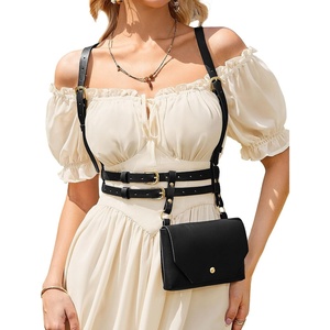 image:imageSCARLET DARKNESS Renaissance Belt Pouch Women Halloween Pirate Accessories Medieval Viking Leather Bag BlackBlack