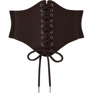 image:imageScarlet Darkness Corset Belt for Women Renaissance Pirate Corset  Renaissance pirate medieval vintage Laceup front wide elastic Versatile faux leather adjustable multiple sizesDark Chocolate
