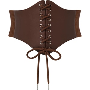 image:imageScarlet Darkness Corset Belt for Women Renaissance Pirate Corset  Renaissance pirate medieval vintage Laceup front wide elastic Versatile faux leather adjustable multiple sizesBrown