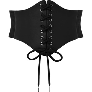 image:imageScarlet Darkness Corset Belt for Women Renaissance Pirate Corset  Renaissance pirate medieval vintage Laceup front wide elastic Versatile faux leather adjustable multiple sizesBlack