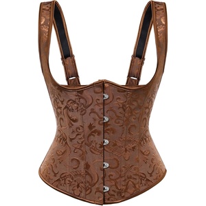 image:imageScarlet Darkness Corset Tops for Women Renaissance Bodice  Adjustable Straps Floral Underbust Corset Zipperless Lace Up Bodice Suitable for Ren Faire Pirate Cosplay Halloween PartyDark Brown Floral
