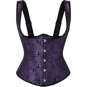 image:imageScarlet Darkness Corset Tops for Women Renaissance Bodice  Adjustable Straps Floral Underbust Corset Zipperless Lace Up Bodice Suitable for Ren Faire Pirate Cosplay Halloween PartyDeep Purple Floral