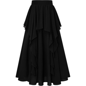 image:imageScarlet Darkness Maxi Skirts for Women Renaissance High Waist Long Skirt  Soft Chiffon Lined Breathable Flowy High Waist Elastic Band ALine Ren Faire Boho Casual Vacation Ankle LengthBlack