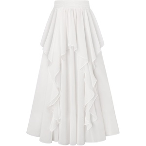 image:imageScarlet Darkness Maxi Skirts for Women Renaissance High Waist Long Skirt  Soft Chiffon Lined Breathable Flowy High Waist Elastic Band ALine Ren Faire Boho Casual Vacation Ankle LengthWhite