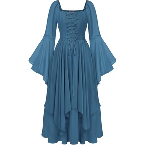 image:imageScarlet Darkness Renaissance Costume Women Ren Faire Dress Fairy Dresses  Chiffon fabric bell sleeve double hem Ideal for pirate cosplay witch party medieval vintage event halloweenDeep Peacock Blue