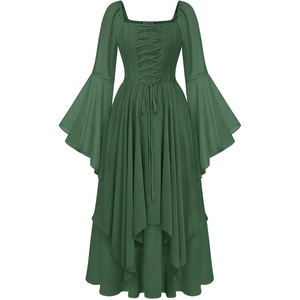 image:imageScarlet Darkness Renaissance Costume Women Ren Faire Dress Fairy Dresses  Chiffon fabric bell sleeve double hem Ideal for pirate cosplay witch party medieval vintage event halloweenEden Green