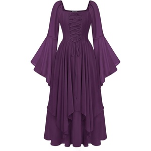 image:imageScarlet Darkness Renaissance Costume Women Ren Faire Dress Fairy Dresses  Chiffon fabric bell sleeve double hem Ideal for pirate cosplay witch party medieval vintage event halloweenCrown Jewel Purple