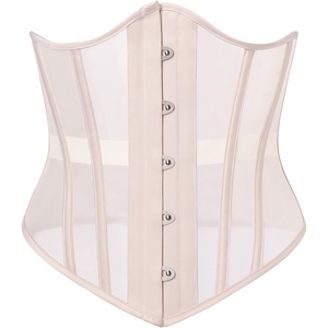 image:imageScarlet Darkness Women Corset Belt Renaissance Underbust Mesh Wide Corset  Waist Belt Adjustable Lace Up Back Pirate Goth AccessoryApricot