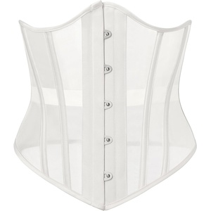 image:imageScarlet Darkness Women Corset Belt Renaissance Underbust Mesh Wide Corset  Waist Belt Adjustable Lace Up Back Pirate Goth AccessoryWhite