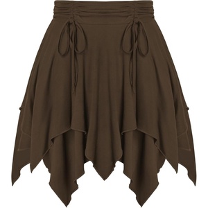 image:imageScarlet Darkness Womens Renaissance Pirate Skirt Asymmetrical Mini Skirts  Layered Hem Adjustable Drawcord High Waist Lined Soft Breathable Ideal for Ren Faire Cosplay Concerts Casual Y2kBrown