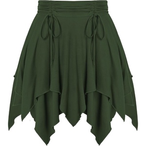 image:imageScarlet Darkness Womens Renaissance Pirate Skirt Asymmetrical Mini Skirts  Layered Hem Adjustable Drawcord High Waist Lined Soft Breathable Ideal for Ren Faire Cosplay Concerts Casual Y2kArmy Green