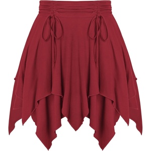image:imageScarlet Darkness Womens Renaissance Pirate Skirt Asymmetrical Mini Skirts  Layered Hem Adjustable Drawcord High Waist Lined Soft Breathable Ideal for Ren Faire Cosplay Concerts Casual Y2kRed