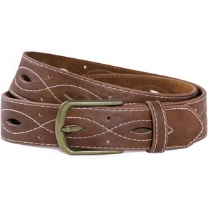 image:imageScarlet Darkness Womens Western Belt Cowgirl HollowOut Faux Leather Belts  Western cowgirl country vintage Hollowout stitching brass buckle Versatile adjustable multiple sizesCoffee Brown