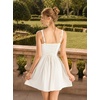 image:imageScarlet Darkness Corset Mini Dress Adjustable Straps Sundress with Pockets  adjustable straps front fixed bownot boned corset waist smocked laceup back side zip side pocket aboveknee mini dressWhite