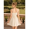 image:imageScarlet Darkness Corset Mini Dress Adjustable Straps Sundress with Pockets  adjustable straps front fixed bownot boned corset waist smocked laceup back side zip side pocket aboveknee mini dressOyster White