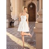 image:imageScarlet Darkness Corset Mini Dress Adjustable Straps Sundress with Pockets  adjustable straps front fixed bownot boned corset waist smocked laceup back side zip side pocket aboveknee mini dressWhite