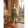 image:imageScarlet Darkness Corset Mini Dress Adjustable Straps Sundress with Pockets  adjustable straps front fixed bownot boned corset waist smocked laceup back side zip side pocket aboveknee mini dressOlive Green