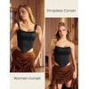 image:imageScarlet Darkness Corset Tops for Women Detachable Straps Satin Bustier  Waist Cincher Overbust Corsets Sexy Slim Fit Going Out Date Night Tank Suitable for Party Concert HalloweenBlack