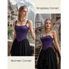 image:imageScarlet Darkness Corset Tops for Women Detachable Straps Satin Bustier  Waist Cincher Overbust Corsets Sexy Slim Fit Going Out Date Night Tank Suitable for Party Concert HalloweenJewel Purple