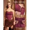 image:imageScarlet Darkness Corset Tops for Women Detachable Straps Satin Bustier  Waist Cincher Overbust Corsets Sexy Slim Fit Going Out Date Night Tank Suitable for Party Concert HalloweenBrown Red
