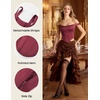image:imageScarlet Darkness Corset Tops for Women Detachable Straps Satin Bustier  Waist Cincher Overbust Corsets Sexy Slim Fit Going Out Date Night Tank Suitable for Party Concert HalloweenBrown Red