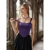 image:imageScarlet Darkness Corset Tops for Women Detachable Straps Satin Bustier  Waist Cincher Overbust Corsets Sexy Slim Fit Going Out Date Night Tank Suitable for Party Concert HalloweenJewel Purple