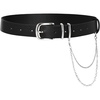 image:imageScarlet Darkness Womens Faux Leather Waist Belt with Detachable Chain  Vintage gold buckle removable chain Fashion casual style versatile Daily wear adjustable waist multiple sizesBlack Silver Buckle
