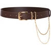 image:imageScarlet Darkness Womens Faux Leather Waist Belt with Detachable Chain  Vintage gold buckle removable chain Fashion casual style versatile Daily wear adjustable waist multiple sizesDark Brown