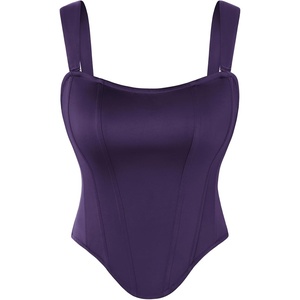 image:imageScarlet Darkness Corset Tops for Women Detachable Straps Satin Bustier  Waist Cincher Overbust Corsets Sexy Slim Fit Going Out Date Night Tank Suitable for Party Concert HalloweenJewel Purple