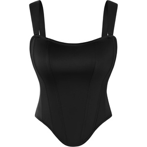 image:imageScarlet Darkness Corset Tops for Women Detachable Straps Satin Bustier  Waist Cincher Overbust Corsets Sexy Slim Fit Going Out Date Night Tank Suitable for Party Concert HalloweenBlack