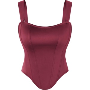 image:imageScarlet Darkness Corset Tops for Women Detachable Straps Satin Bustier  Waist Cincher Overbust Corsets Sexy Slim Fit Going Out Date Night Tank Suitable for Party Concert HalloweenBrown Red