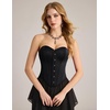 image:imageScarlet Darkness Corset Tops for Women Strapless Overbust Bustiers  Going Out Sweetheart Neckline Satin Solid Color Button Down Front Laceup BackBlack