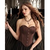 image:imageScarlet Darkness Corset Tops for Women Strapless Overbust Bustiers  Going Out Sweetheart Neckline Satin Solid Color Button Down Front Laceup BackCoffee
