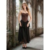 image:imageScarlet Darkness Corset Tops for Women Strapless Overbust Bustiers  Going Out Sweetheart Neckline Satin Solid Color Button Down Front Laceup BackCoffee