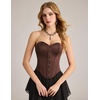 image:imageScarlet Darkness Corset Tops for Women Strapless Overbust Bustiers  Going Out Sweetheart Neckline Satin Solid Color Button Down Front Laceup BackCoffee