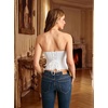 image:imageScarlet Darkness Corset Tops for Women Strapless Overbust Bustiers  Going Out Sweetheart Neckline Satin Solid Color Button Down Front Laceup BackWhite