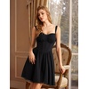 image:imageScarlet Darkness Lace Corset Mini Dress with Pocket Women Teens Grad Outfit  Lace Trim Mini Sundress with Adjustable Straps Ruched Sweetheart Bust Lace Panel Corset Waist Lightweight FabricBlack